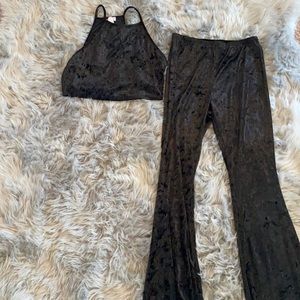 2 piece pant set, black velvet